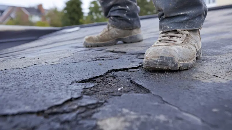 Flat roof with damage needing repair