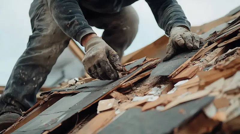 Removal of old roof shingles